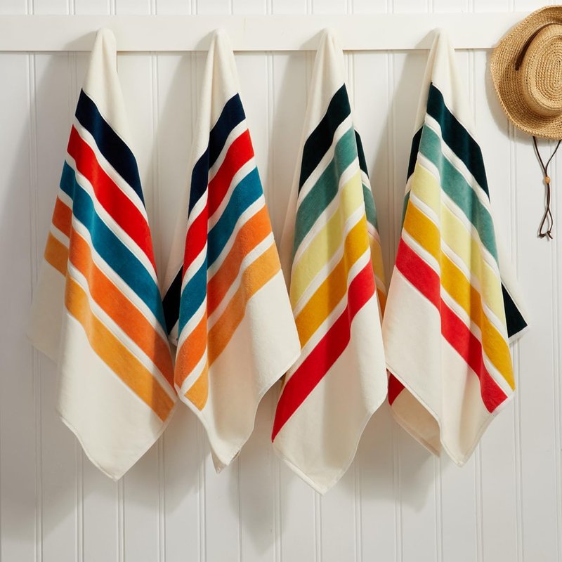 Luxury Oversized Beach Towels - Retro Stripes | 40" x 70" | 100% Combed Cotton, Ultra Plush & Soft