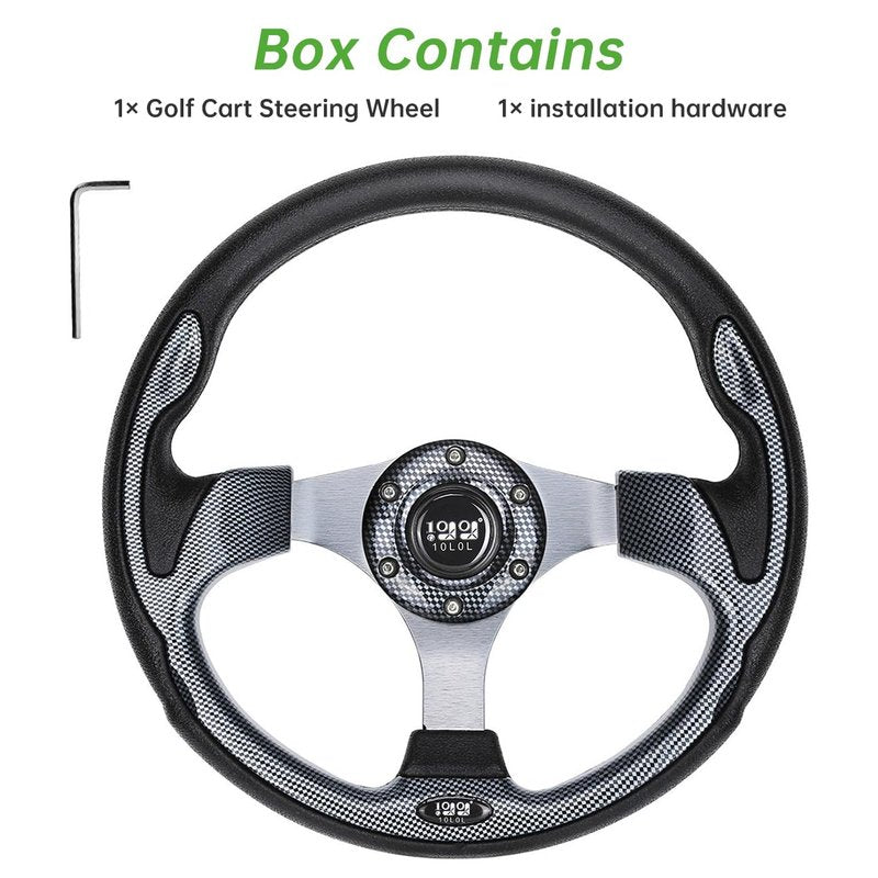 10L0L Golf Cart Steering Wheel, Generic of Most Golf cart EZGO Club Car Yamaha (style1 Gray)