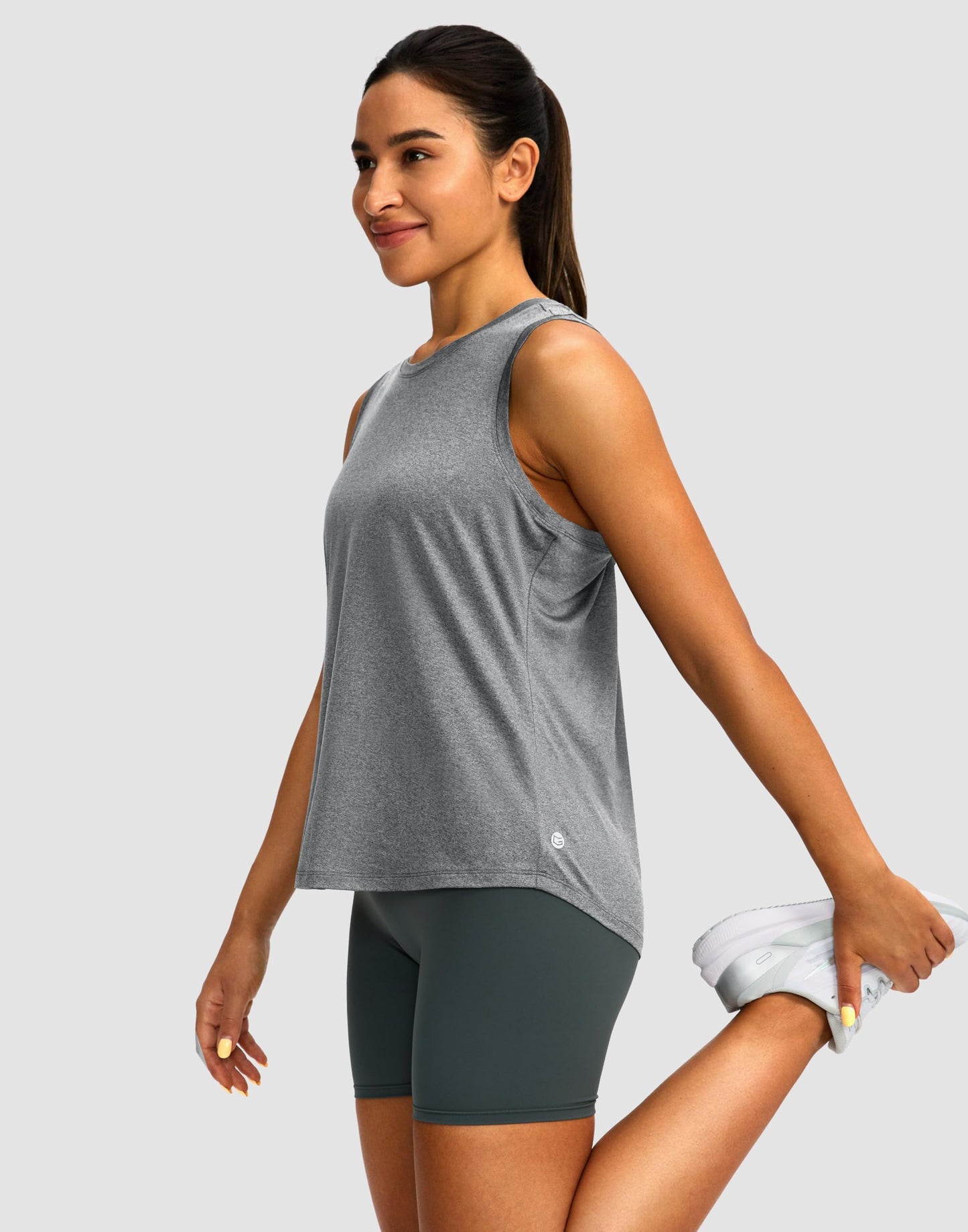 Women's Workout Tops Racerback Athletic Tank Tops Sleeveless Loose Fit Yoga Running Gym Shirts for Women(Heather Grey,XL)