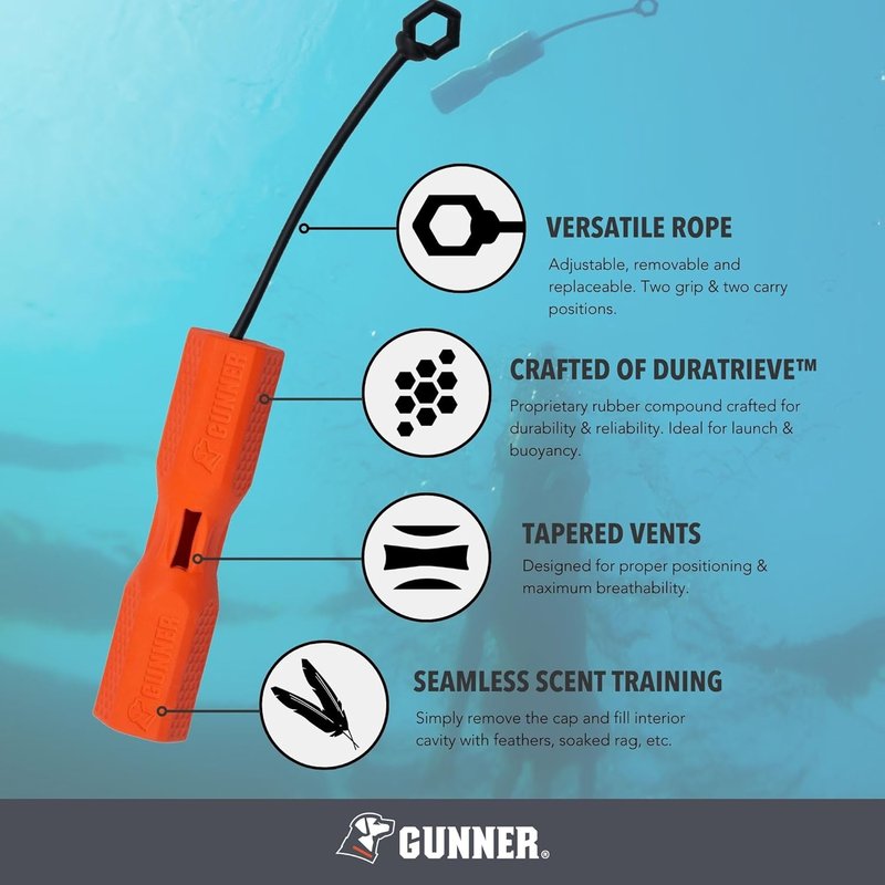 GUNNER Dog Training Bumper - Durable Retriever Dummy with Adjustable Rope | Orange Color