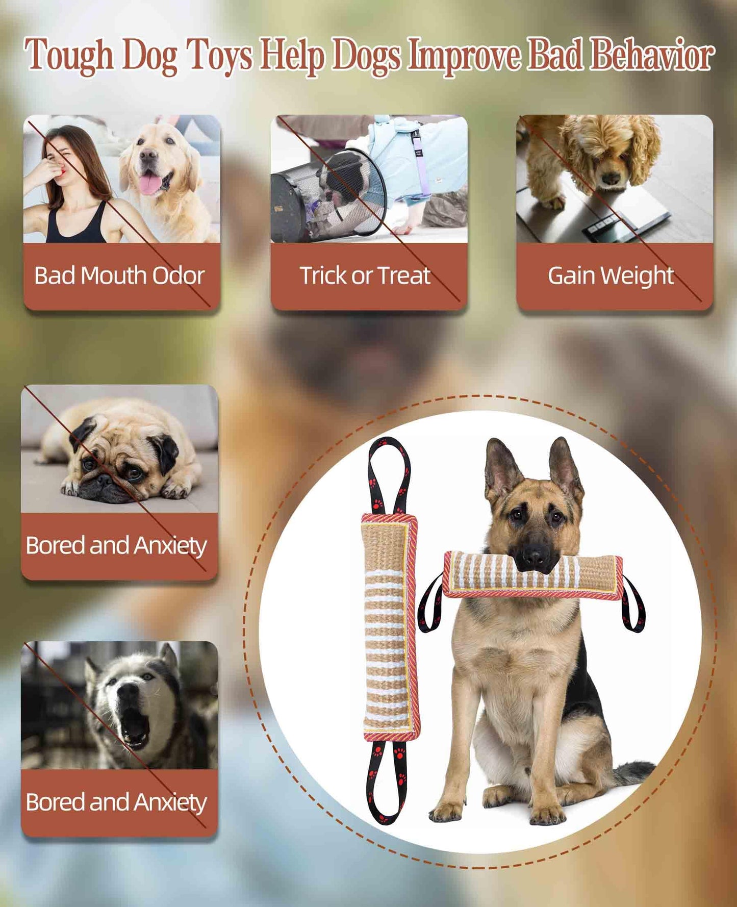 Clysoru Dog Tug Toy Tough Jute Bite Pillow Lasting Training Equipment Puppy to Large Dogs Interactive for Large and Small