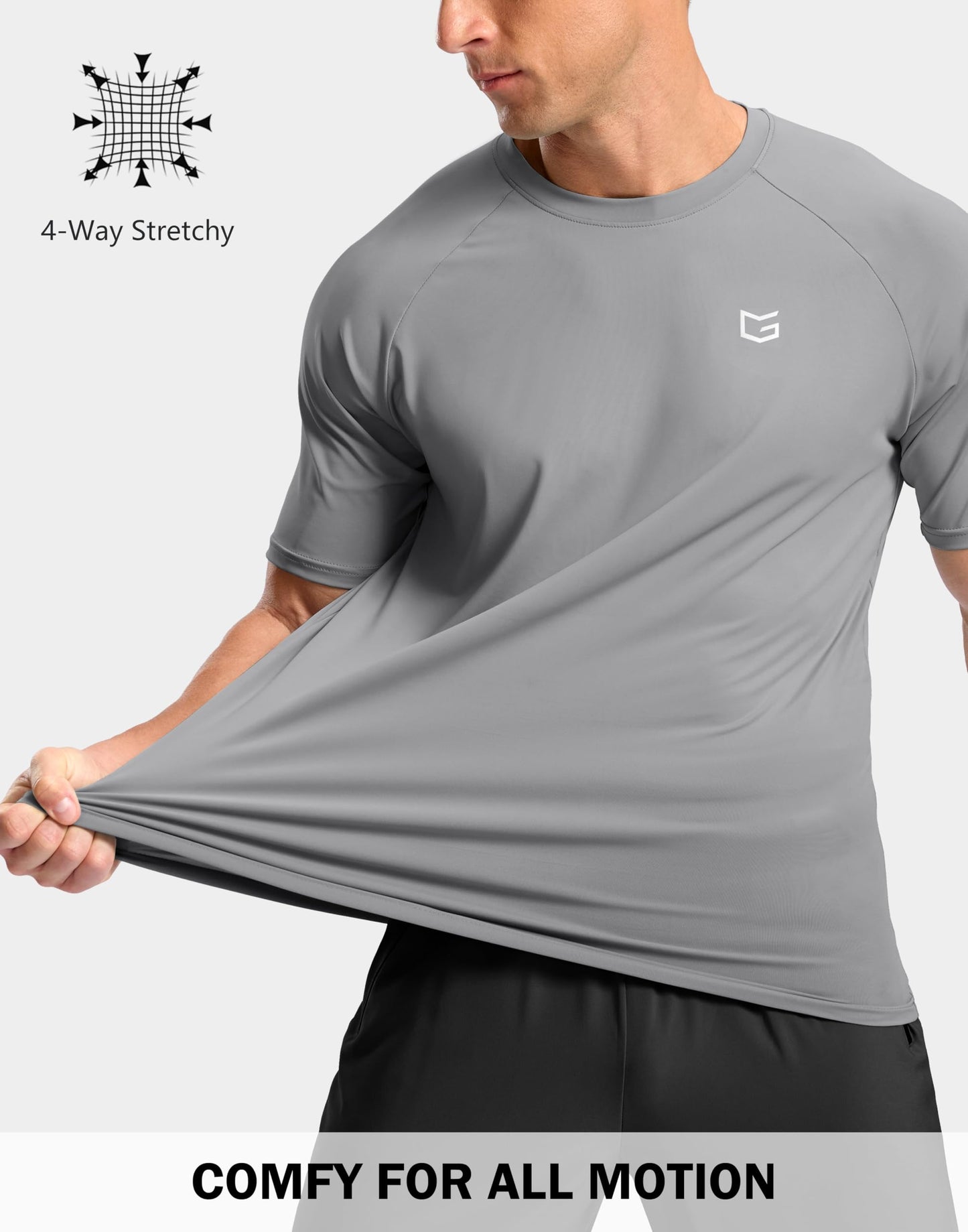 G Gradual Men's Athletic Workout T-Shirts Moisture Wicking Cooling Running Shirts Short Sleeve Performance Tee for Gym Tennis(Light Grey,XXL)