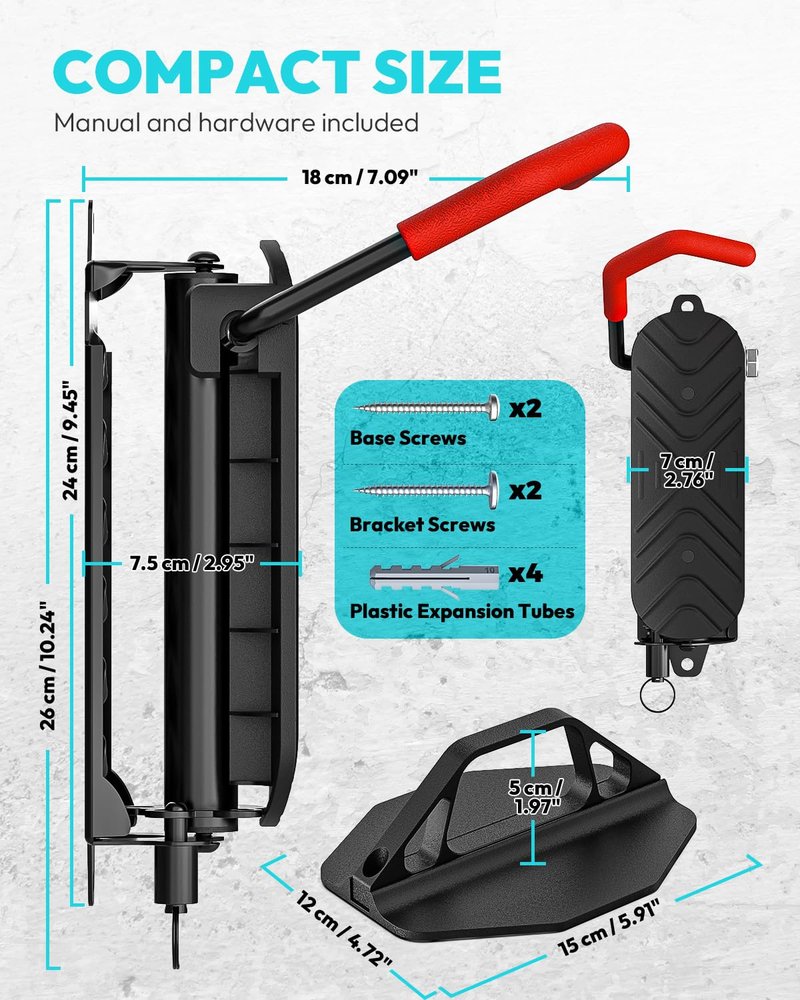 FUNWICT Swivel Bike Wall Mount Bike Rack Garage Organizer, Vertical Bike Hanger for Bicycle Rotating Wall Rack, Easy Installation with Wheel Hook (1 PACK)
