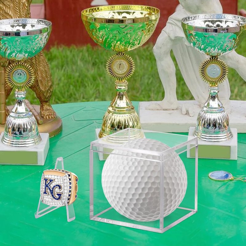 Acrylic Championship Ring Display Case - Transparent Dust-Proof Holder for Sports Memorabilia | 2.1" Cube