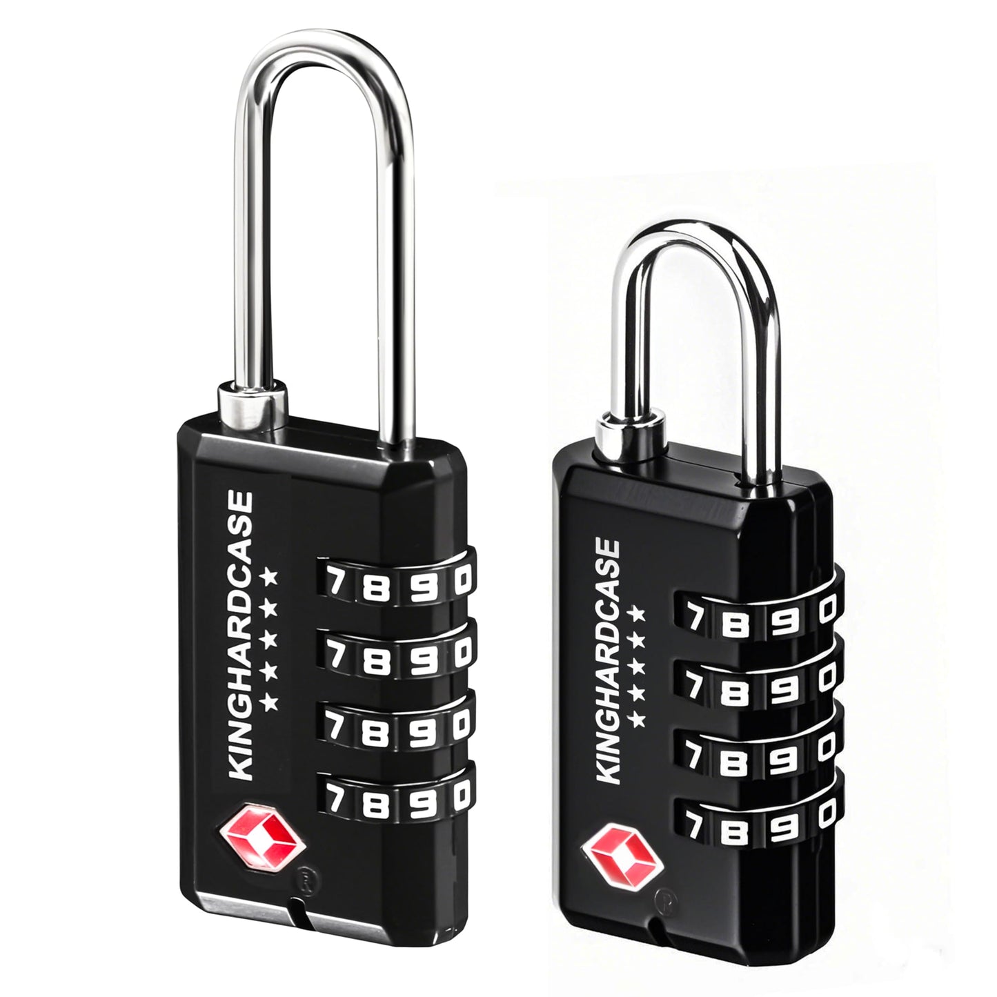 Kinghardcase 2 Pack TSA Locks for Luggage, 4-Digit Combination Travel Locks for Gun Cases, Toolboxes, Ammo Cases, Bags, Suitcases, Backpacks, Resettable Zinc Alloy Lock with Hook