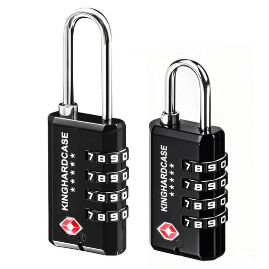 Kinghardcase 2 Pack TSA Locks for Luggage, 4-Digit Combination Travel Locks for Gun Cases, Toolboxes, Ammo Cases, Bags, Suitcases, Backpacks, Resettable Zinc Alloy Lock with Hook