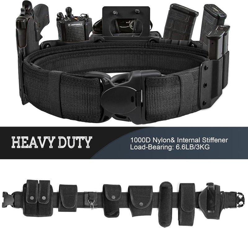 MOZETO Duty Belt - 2" Nylon Police Security Belt with 2 Key Holders & 4 Keepers | Ideal for Law Enforcement