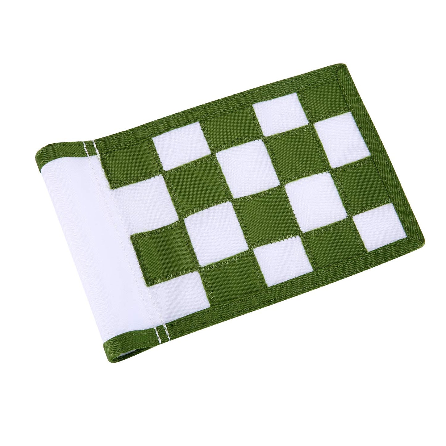 Nylon Golf Putting Green Flags - Solid & Checkered, Indoor/Outdoor, Portable Target Flags, 8.7"x6" (White-Green)