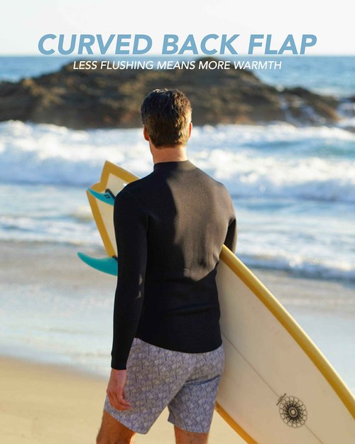 Surf Squared Men's Wetsuit Top Jacket 2mm or 3mm - Neoprene Long Sleeve for Warmth & Comfort, Extended Back Flap - Ideal for Surfing, Snorkeling & Watersports - Large - 3MM