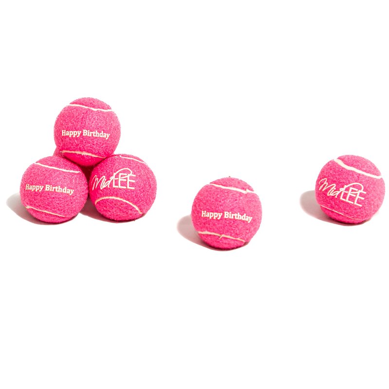 Midlee Happy Birthday Dog Tennis Balls (6 Pack) (Regular, Pink)