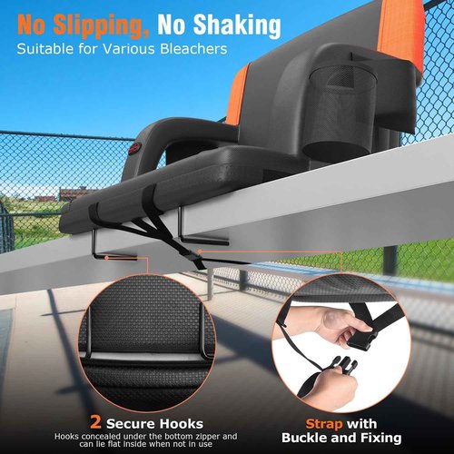 Suteck Dual-Sided Heated Stadium Seats for Bleachers with Back Support, 25" Portable Heated Bleacher Seat with Backrest, 3 Heat Levels, 5 Pockets – Ideal for Outdoor Stadiums and Events