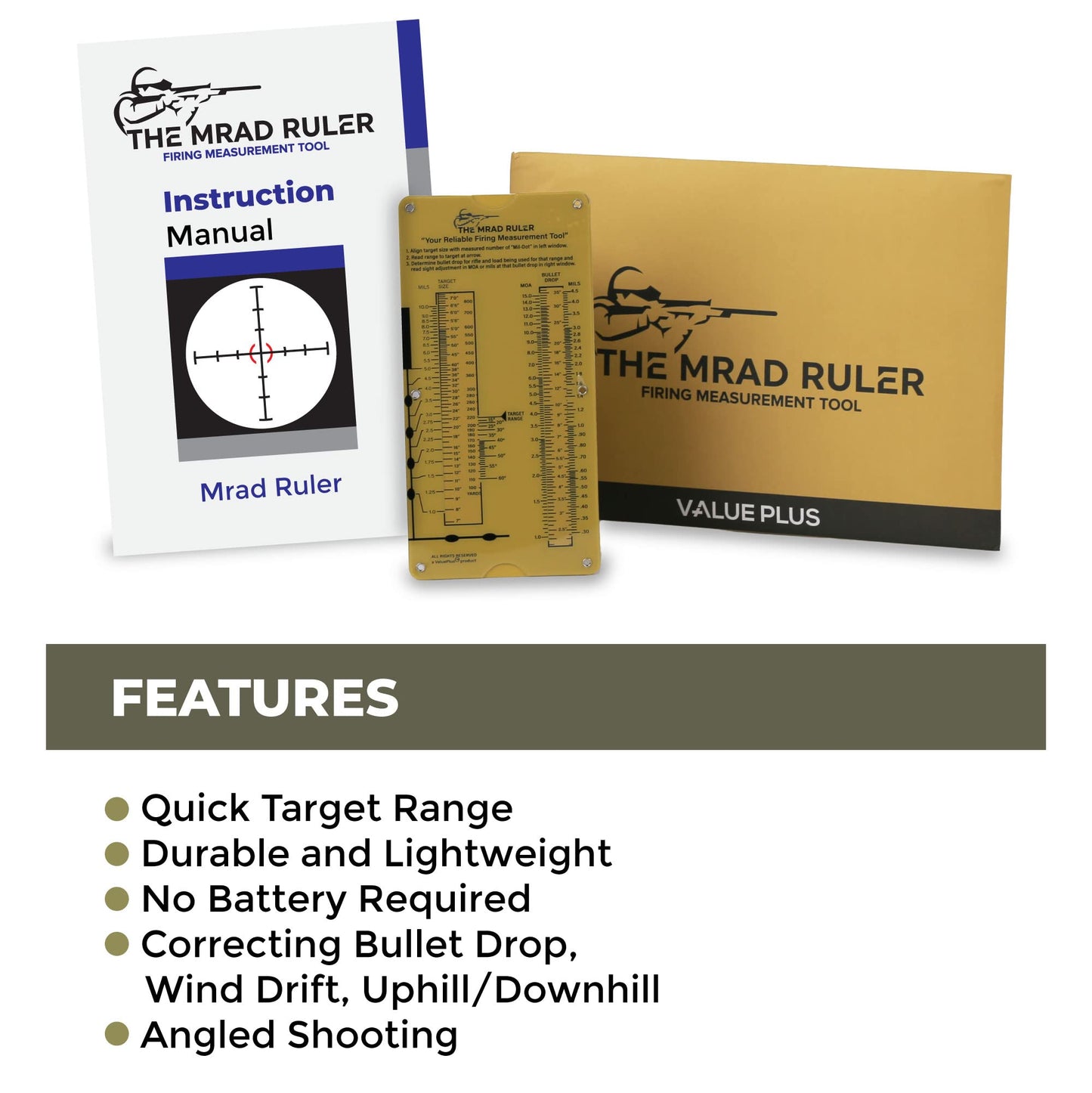 Value Plus Mrad Slide Rule Calculator to Use with Dope Book, Dope Card Chart - Ballistic Calculator for Sniper Scope and Rifle Long Range Shooting, Hunting and Targets