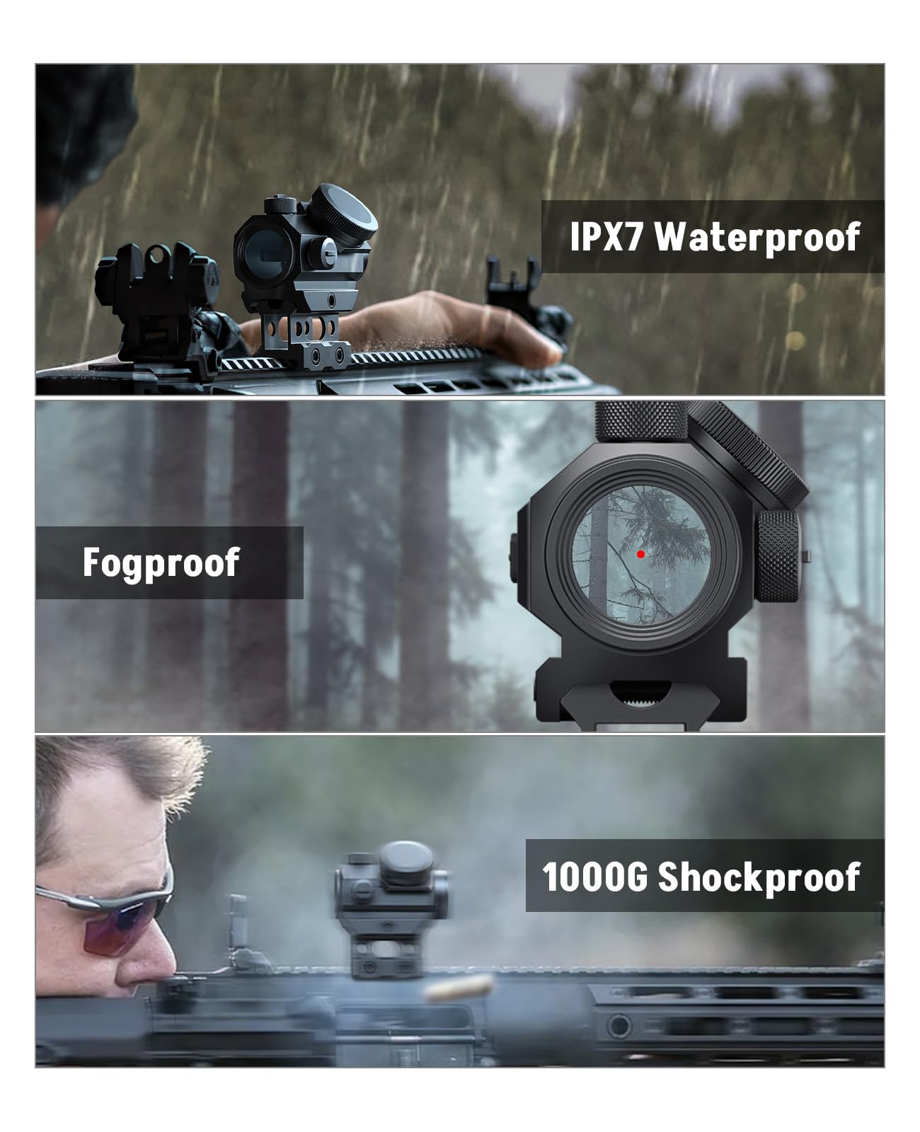 MidTen Rechargeable Red Dot Sight, 1x20mm 2 MOA Red Dot, Waterproof & Shockproof & Fog-Proof Chargeable Red Dot Scope with Lower 1/3 Co-Witness Riser