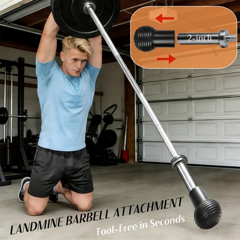SerniaXin Landmine Attachment for Barbell, 360° Rotation for Row, Split Squat, Press in Home Gym, Natural Rubber 2" Olympic Bar Fit (1)