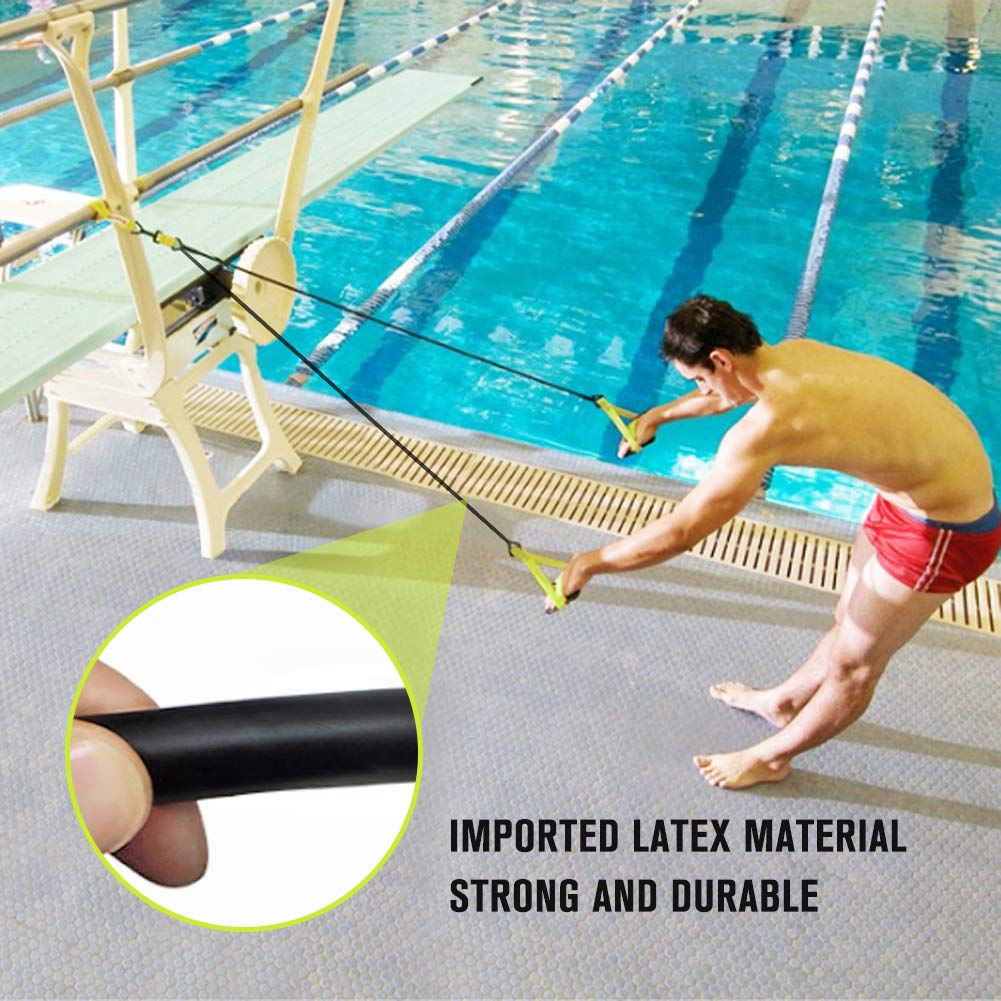 Dryland Powercord with Paddles,Swimming Arm Strength Trainer, Professional Freestyle Swimming Resistance Exercise Bands Set