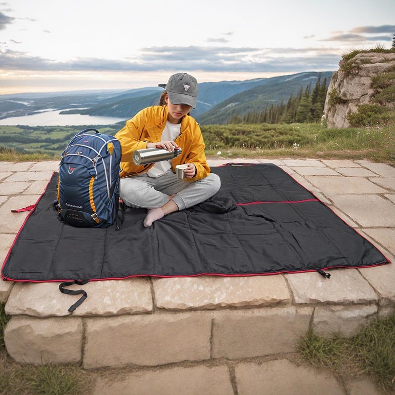 Kanyak Camping Blanket Poncho, Large Wearable Blankets, 75 x 55 inch Cape, Windproof & Water-Repellent, Portable & Warm, for Outdoor, Sports, Travel, Car（Dark Grey）