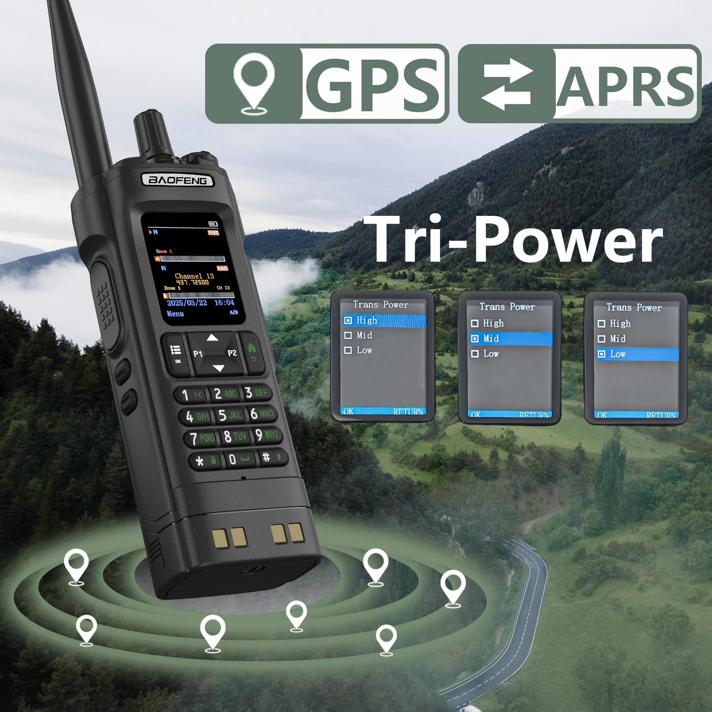 BAOFENG DM32 DMR Radio 10W High Power Radio GPS/APRS Two Way Raido USB-C Charging Multi-Band FM/AM Wakkie Talkie DM-32