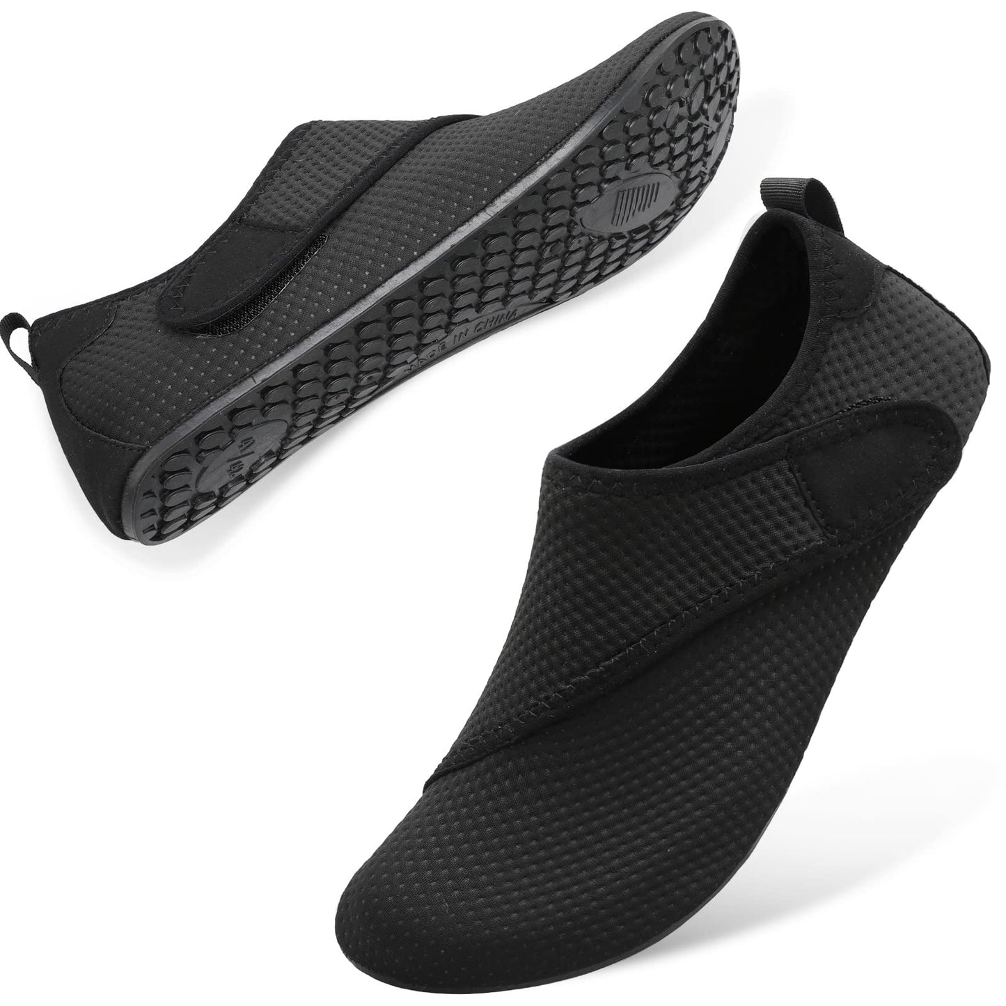 BARERUN Adult Water Shoes for Women and Men Anti-Slip Aqua Beach Socks for Sports Black Size 8.5-9.5 Women/7-7.5 Men