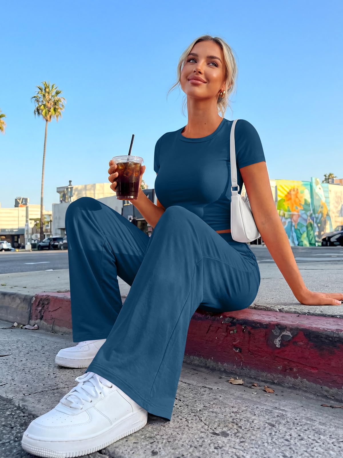 Trendy Queen Womens 2 Two Piece Set 2026 Summer Workout Vacation Gym Clothes Spring Fashion Lounge Matching Airport Travel Outfit Resort Wear Fitness Athleisure Clothing