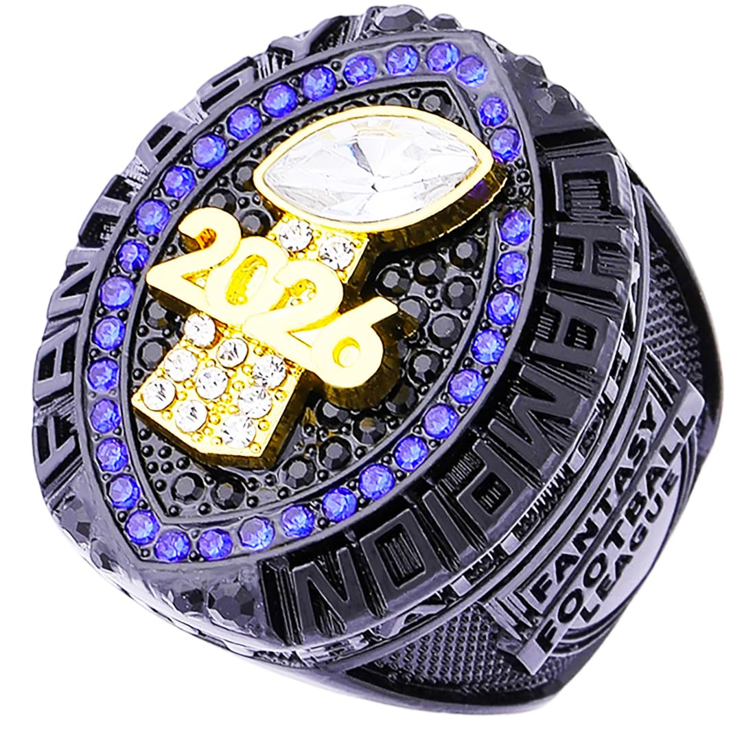 guancrown Fantasy Football Ring 2026 Award Prize Trophy Sports Winner MVP FFL Championship Ring (Ring and Stand, Size 11)