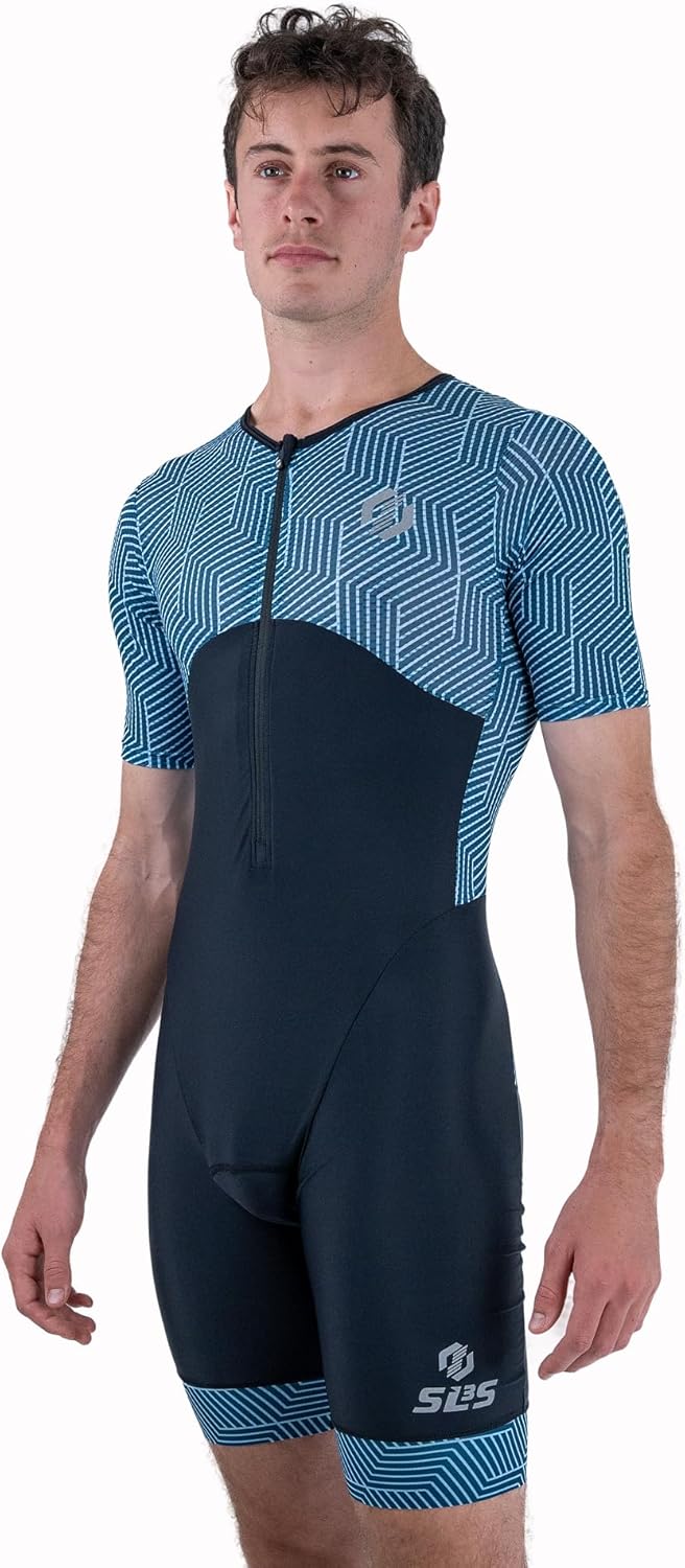 SLS3 Triathlon Suits for Men - Aerodynamic Sleeved Trisuit | Lightweight Premium FX Fabric, 2 Pockets