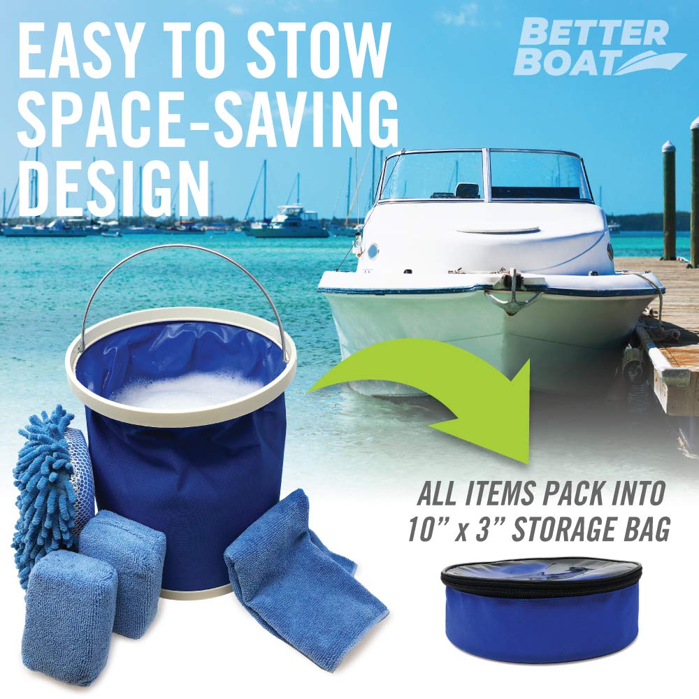 Boat Cleaner and Car Wash Sponges, Non-Scratch Microfiber Sponge and Wash Cloths, Complete Cleaning Kit for Interior, Exterior, Seats, Fiberglass Boat Hull, and Car, Washing and Detailing Supplies