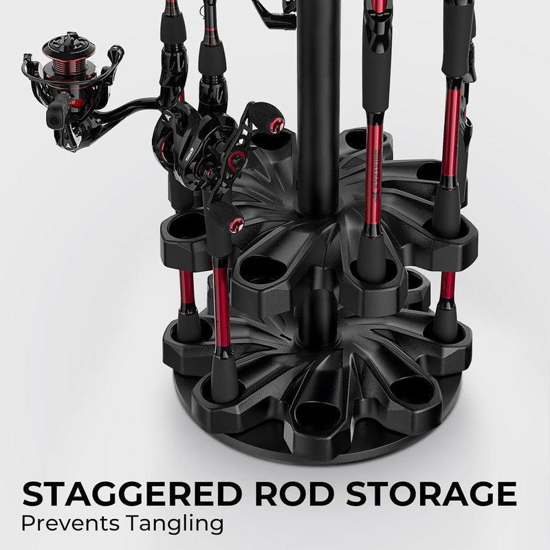 KastKing V16 Fishing Rod Holder - Space-Saving Floor Rack for 16 Rods | Durable ABS Foam Organizer