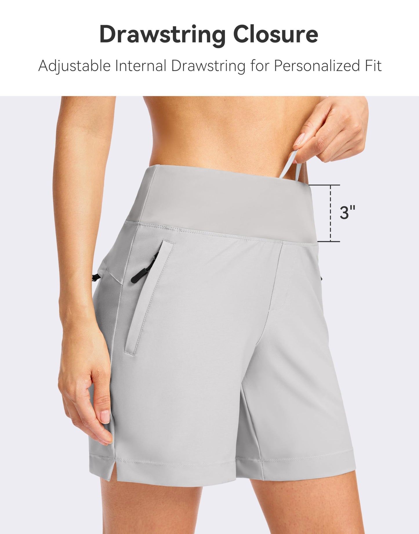 SANTINY Women's 5''/7'' Hiking Golf Shorts with 3 Zipper Pockets