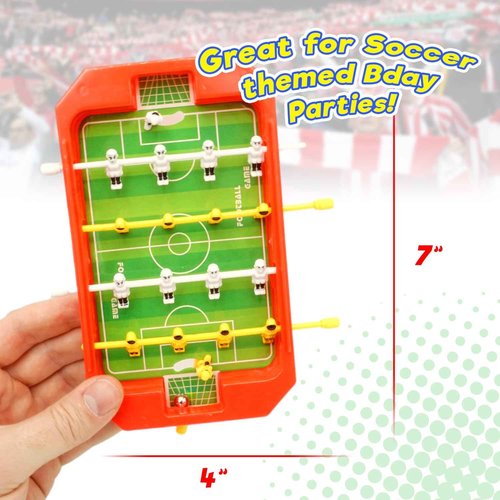 JA-RU Mini Foosball Table Game (1 Foosball Toy) Mini Arcade Tabletop Games. Soccer & Football Party Favors. Portable Handheld Games for Kids & Office Desk Toys. 255-1s (24 Packs)