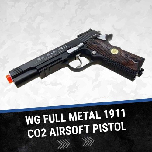 500 fps new full metal wg airsoft m 1911 gas co2 hand gun pistol w/ 6mm bb bbs(Airsoft Gun)
