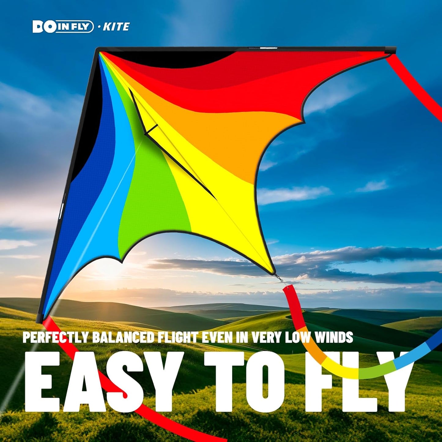 Triangular Kite - Easy to Control Design for Outdoor Fun | Delta Rainbow, 1.4m