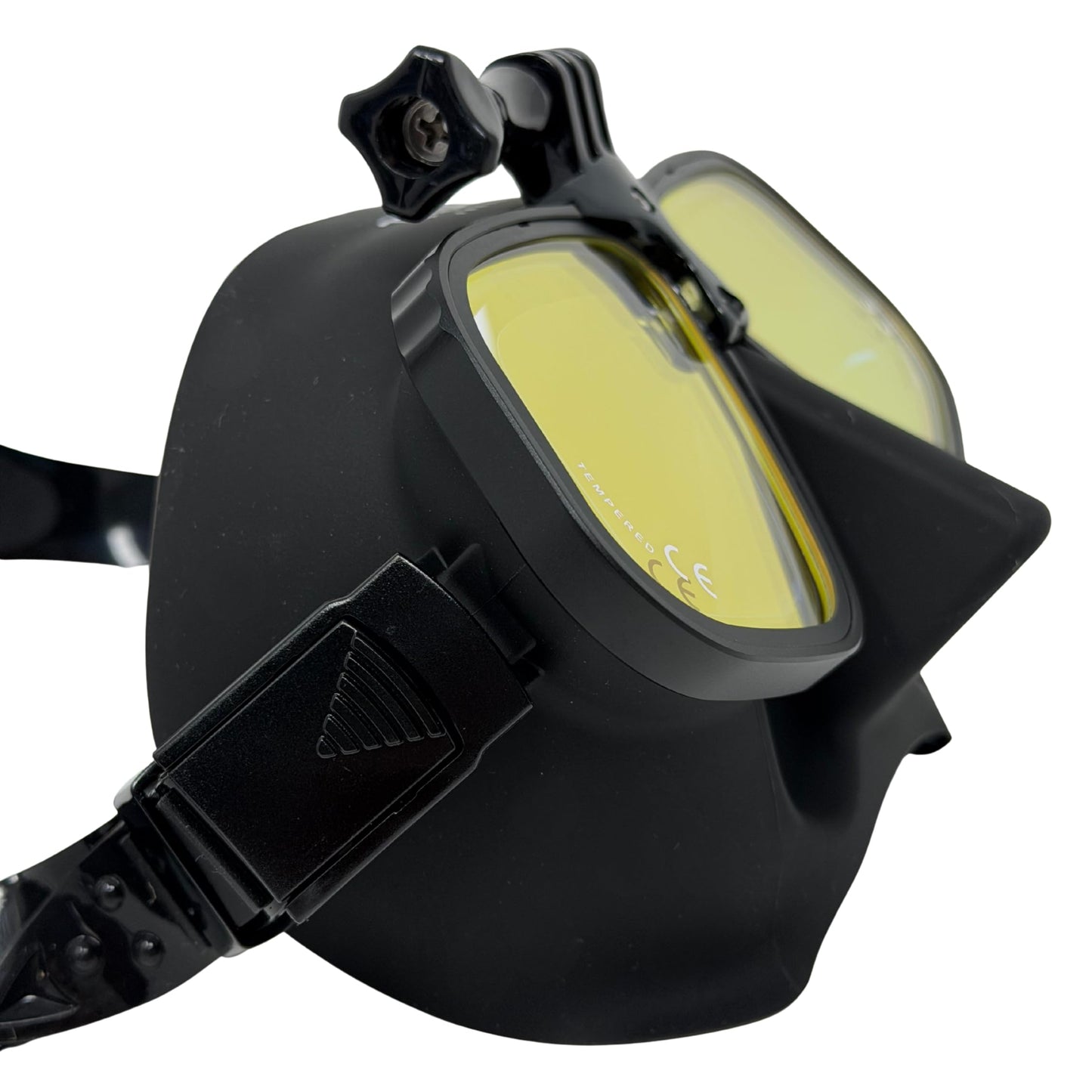 Tidal APEX Freedive Mask with Action Camera Mount- Low Volume Designed for Freediving, Spearfishing, Scuba Diving, and Snorkeling. Advanved Anti-Fog Freediving mask. (Black with Tinted Lens)