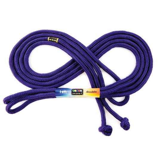 Just Jump It 16' Foot Single Jump Rope for Kids Women and Men - Active Outdoor Youth Fitness Excersing Equipment - Double Dutch Length Gym Accessories - Purple