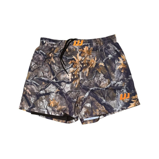 Iron Jiu Jitsu Hybrid Combat Shorts with Built-in Compression Liner for Jiu Jitsu, Grappling, MMA, and Wrestling (US, Alpha, Medium, Regular, Regular, Woodland Camo)