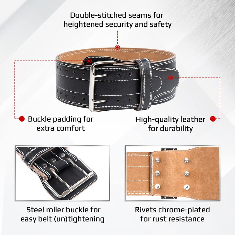 Yes4All Leather Weightlifting Belt - Premium 100% Genuine Leather Gym Belt for Heavy Lifting, Squats, Deadlifts, and More - Unisex Design