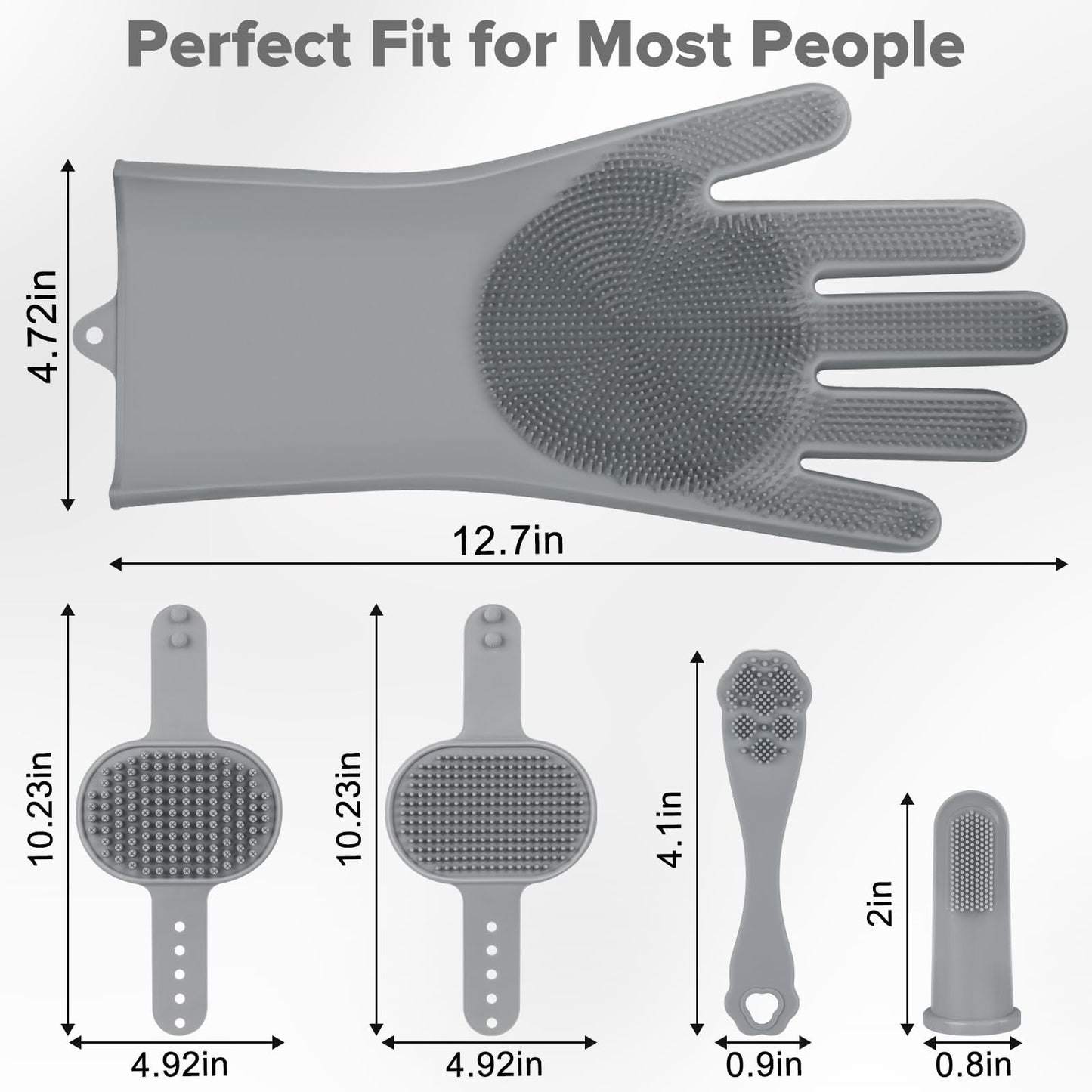 Augwind 6PCS Pet Grooming Kit for Dogs, Cats and Horses | Dog Washing Gloves | Cleanroom Gloves | Dog Bath Brush | Dog Bath Gloves | Dog Shampoo Brush | Dog Bath Supplies (Grey)