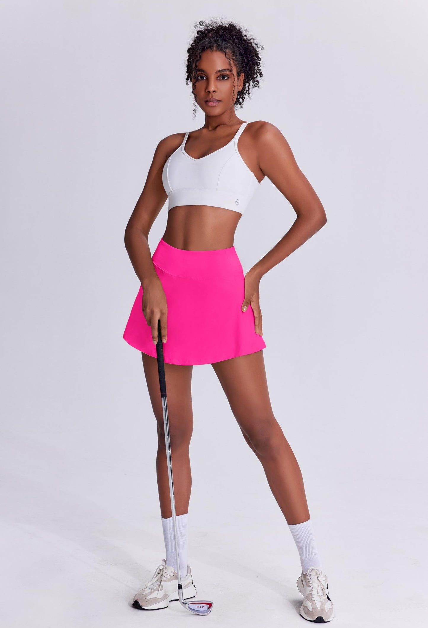 PINSPARK Pleated Tennis Skirts for Women Athletic Golf Skort with Pockets Casual Dressy High Waist,Hot Pink XX-Large