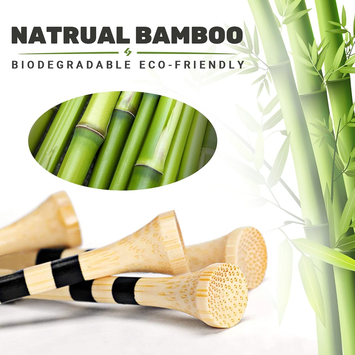 SAPLIZE 150pcs Bamboo Golf Tees, Stable and Reliable Golf Tees, 3 1/4''
