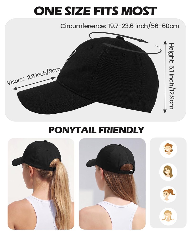 Black Baseball Cap Cute Baseball Caps for Women Men Trendy Trucker Heart Hat Ideal for Workout Golf Running