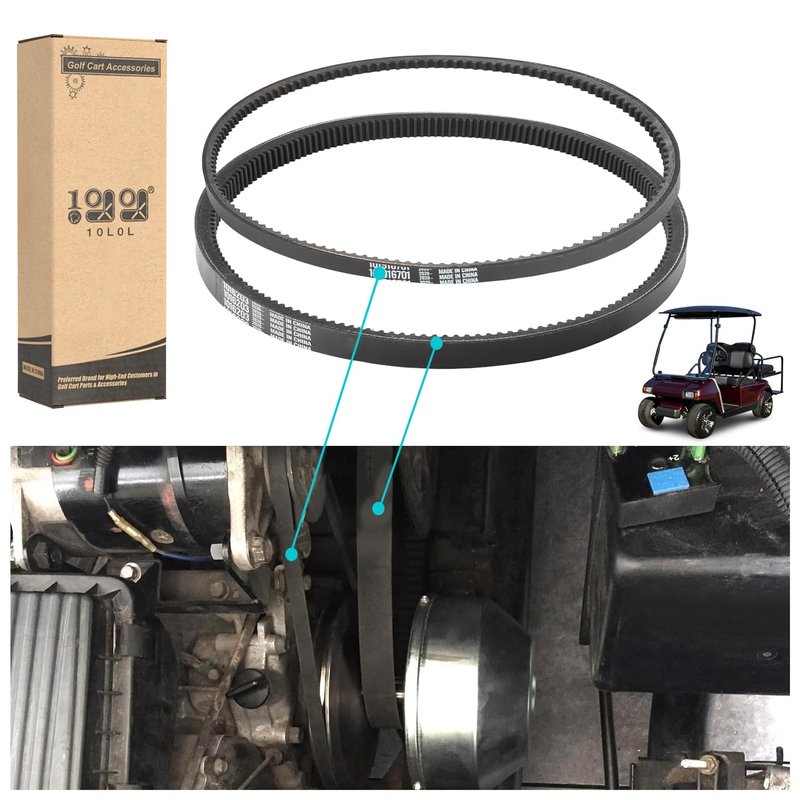10L0L 101916701, 1016203 Golf Cart Drive Belt & Starter Generator Belt for Club Car DS 1997-UP, Precedent 2004-UP Gas Models with FE290 and FE350 Engine, Club Car Drive and Starter Belt Kit