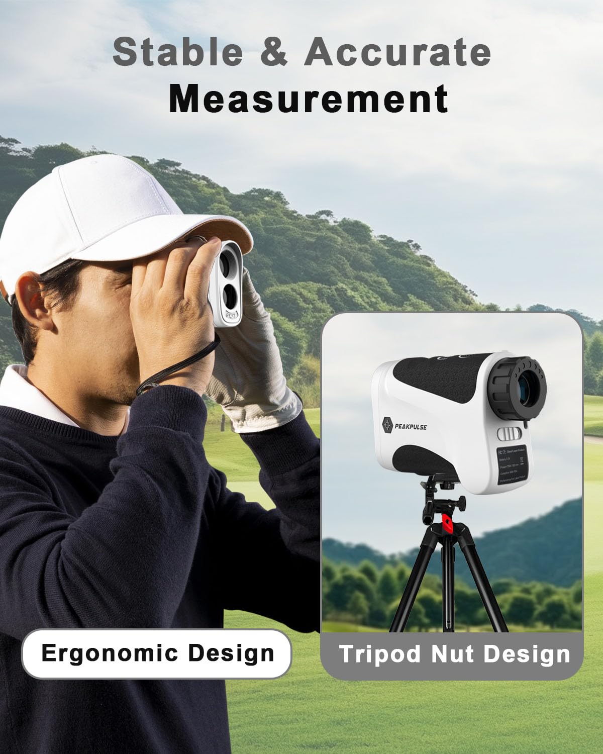 PEAKPULSE Golf Rangefinder 650 Yards with Pin Seeker & 6X Magnification - High Clarity LCD Display, Slope Mode, Waterproof Laser Range Finder for Golfing (No Magnets)