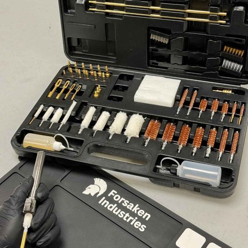 Gun Cleaning Kit - Rifle, Shotgun, Handgun, Pistol Cleaning Kit with Brass Jags, Brushes, Cleaning Mat with Magnets, Star Chamber Cleaning Pads - Universal Gun Cleaning Supplies - Gun Cleaner Kit, CLP
