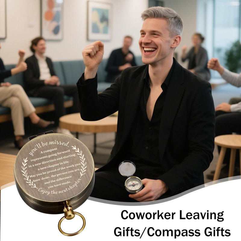 Compass Gift-Retirement Gifts for Men, Compass Present You Will Be Missed for Men, Coworker Leaving Farewell Going Away New Beginnings Gifts for Coworker Friends Him Nurse Boss Teacher Employee