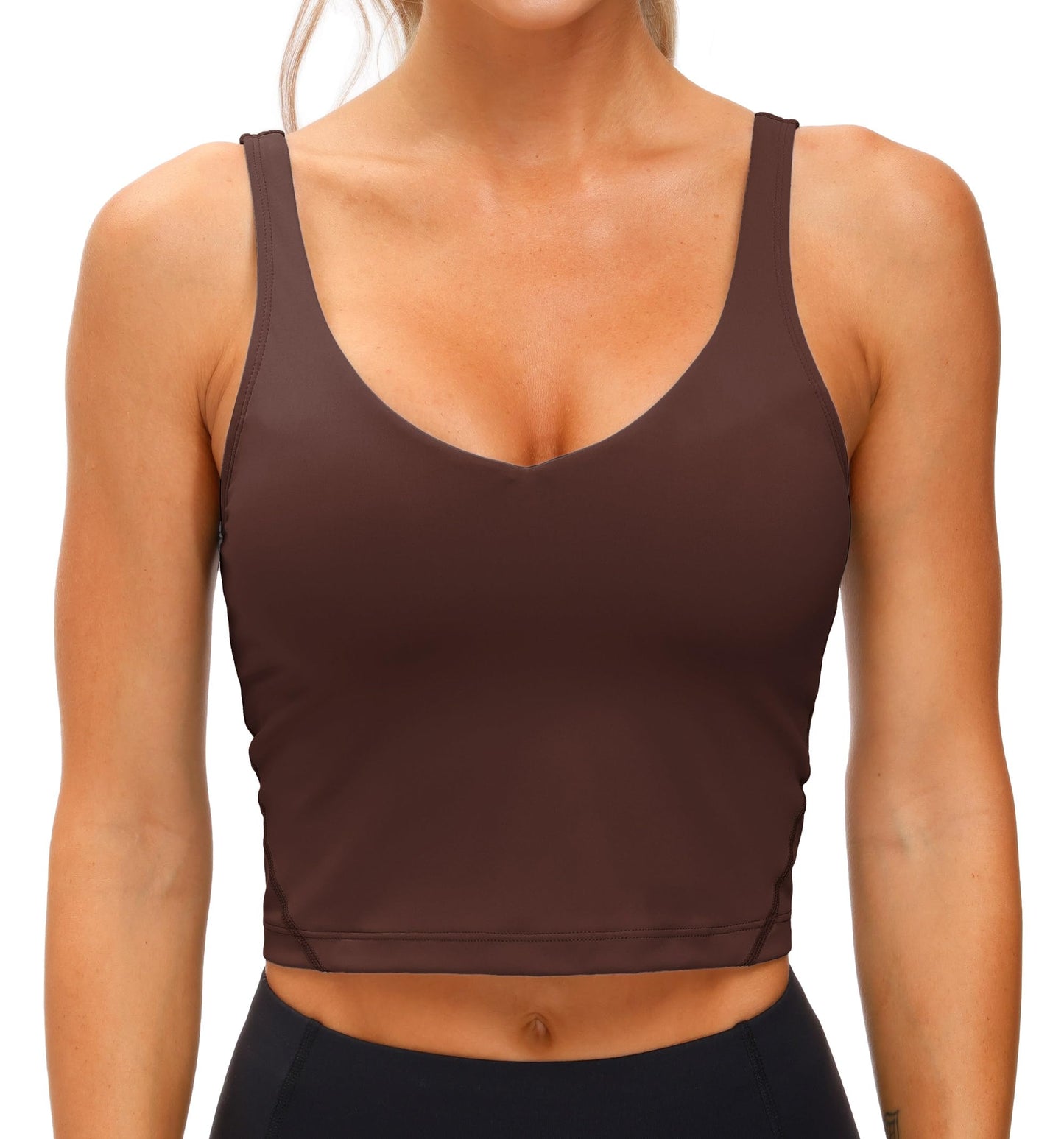 THE GYM PEOPLE Womens' Longline Sports Bra Medium Support Workout Tank Tops