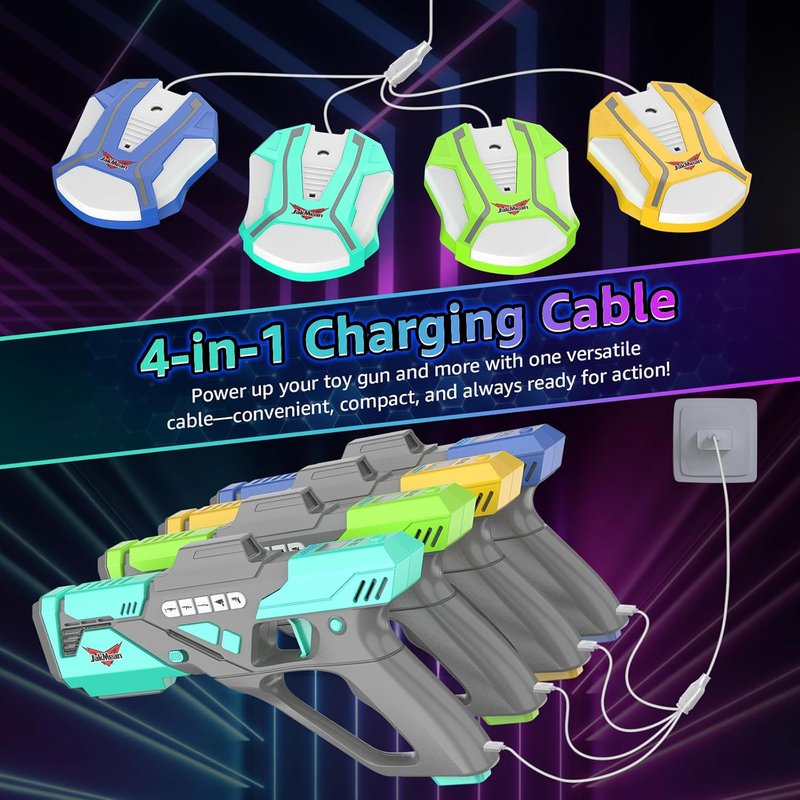 Rechargeable Laser Tag Set - Upgrade Laser Tag Guns with Vests & LED Digital Display | Multi-Player Game for Ages 8+