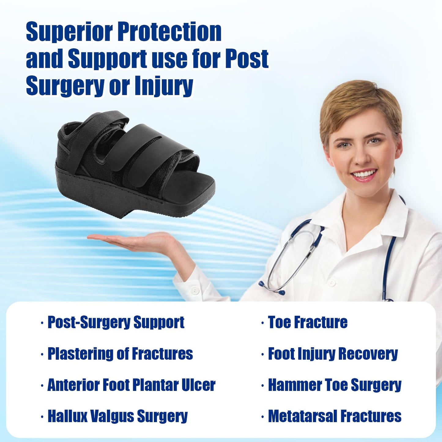 Estinko forefoot Offloading Post Op Shoe-Wedge Post Op Shoe Ortho Wedge Healing Shoe Non Weight Bearing Offloading Shoe for Broken Toe, Bunion, Hammer toe, Diabetic Foot Ulcer for Men and Women, L