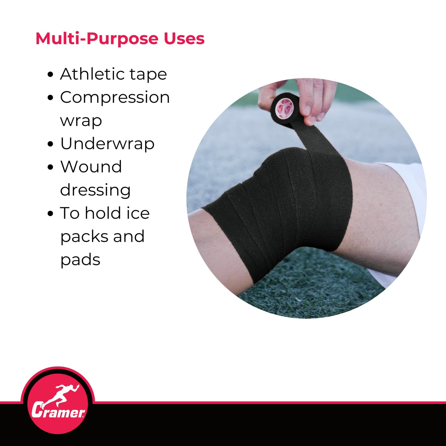 Cramer Eco-Flex Self-Stick Stretch Tape, Cohesive Tape, Flexible Elastic Sports Tape, Athletic Training Supplies, Easy Tear Self-Adherent Bandage Wrap, Bulk Cases, 6 Yard Rolls, Compression Tape