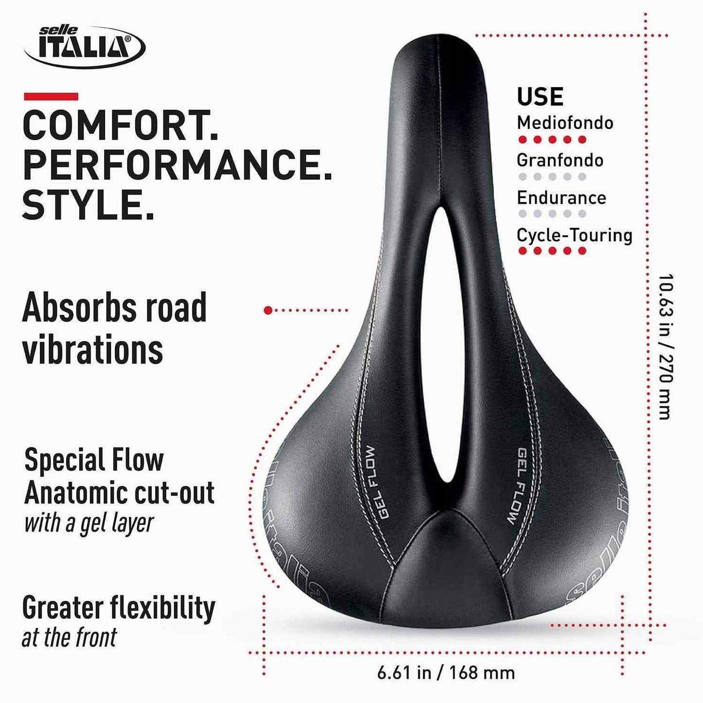 Selle Italia, Donna, Saddle, 270 x 168mm, Women, 345g, Black