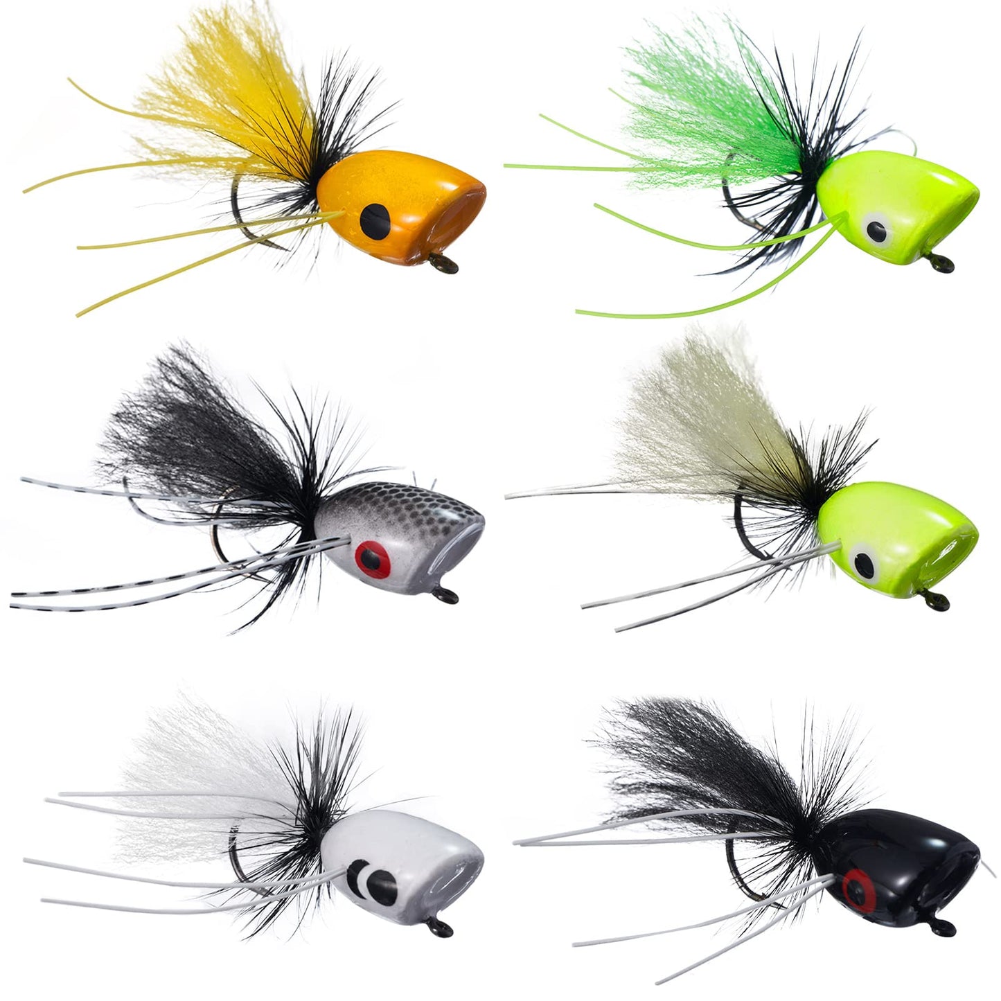 BASSDASH Popper Flies for Fly Fishing Bass Panfish Perch Topwater Fishing Lures