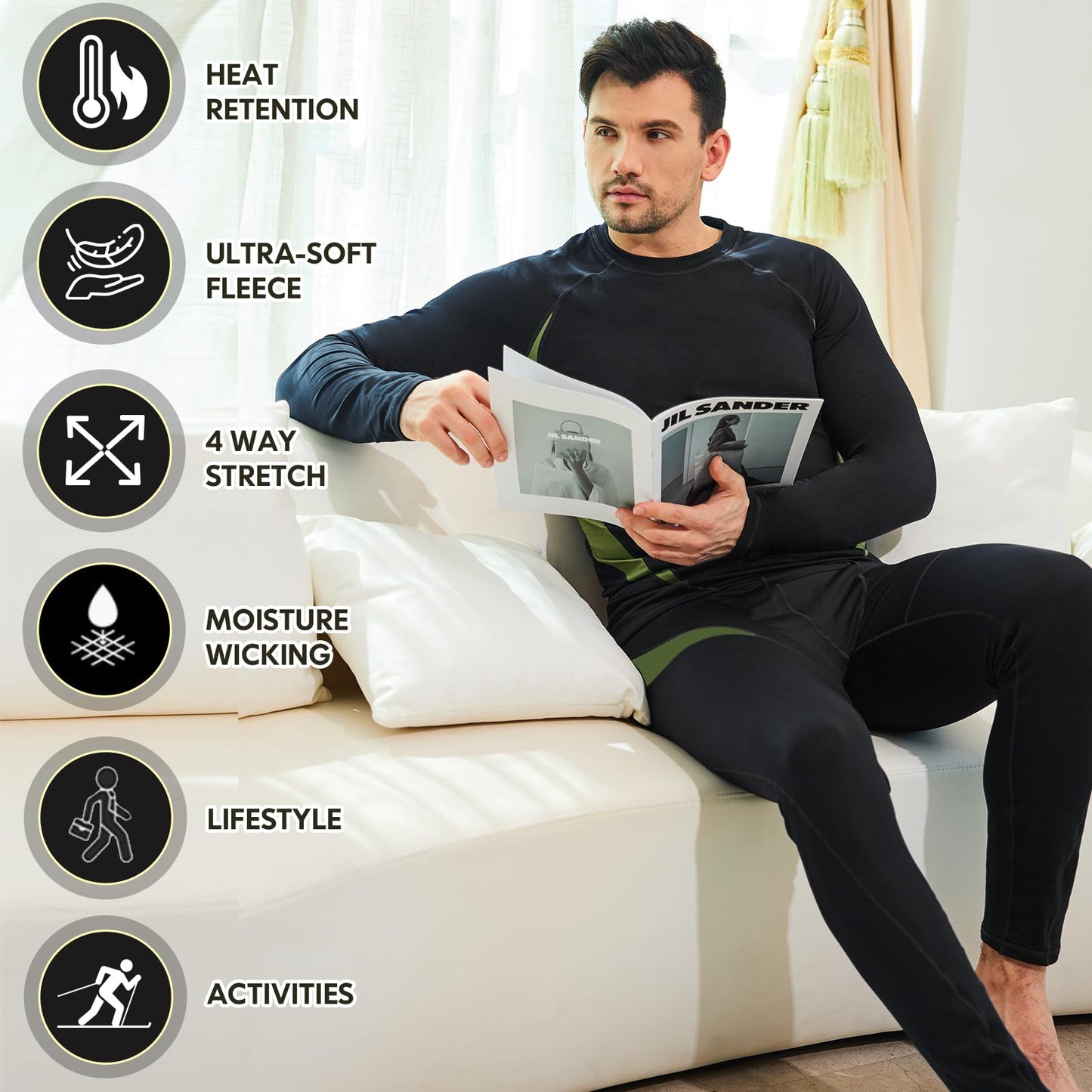 romision Thermal Underwear for Men Long Johns Set Hunting Gear Base Layer